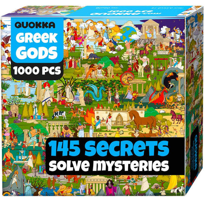 QUOKKA 1000 Piece Jigsaw Puzzle for Adults Greek Gods – Puzzles for Adults 1000 Pieces Premium Box Packaging - Extra Fun with Hidden Secrets & Audio Story – Perfect Relaxation & Creativity & Gift