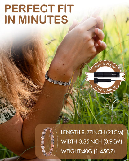Feraco Copper Bracelets for Women, Ultra Strength Magnetic Bracelet with 3800 Gauss Neodymium Magnets & Dazzling Cubic Zirconia, Pure Copper Jewelry Gift, Heart Shape