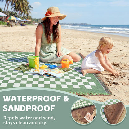 2 in 1 Extra Large Boho Beach Blanket Towel Sand Free Outdoor Picnic Mat Giant Oversized Xl Big Jumbo Huge Turkish Woven Throw Cloud Summer Vacation Essential Travel Must Have Accessories Women Gift