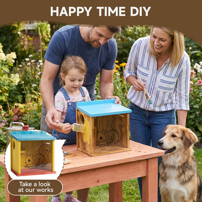 Wooden Squirrel House for Outside, Squirrel Nesting Box, Easy Assembly Squirrel Houses for Outside Nesting, Outside Nesting, Chipmunk Houses, Outdoor Squirrel Box for Backyard Wildlife