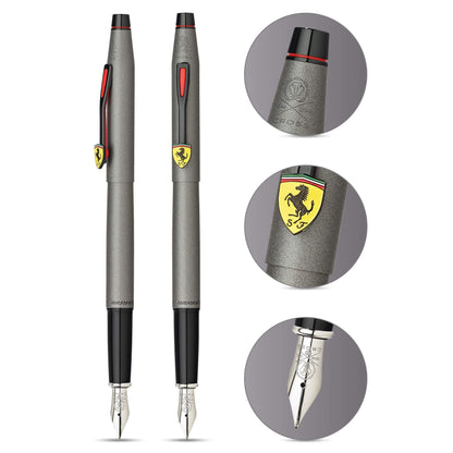 Cross Scuderia Ferrari Classic Century Fountain Pen, Fine Nib, Includes Premium Gift Box - Titanium Grey Satin Lacquer
