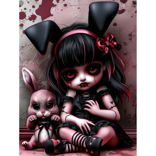 DOMROM Gothic Diamond Painting Kits for Adults, Scary Doll Diamond Art Paintings Kit for Beginners, 5D Full Drill Diamand Art Kits, Gem Art Crafts for Adults Wall Decor 12x16inch