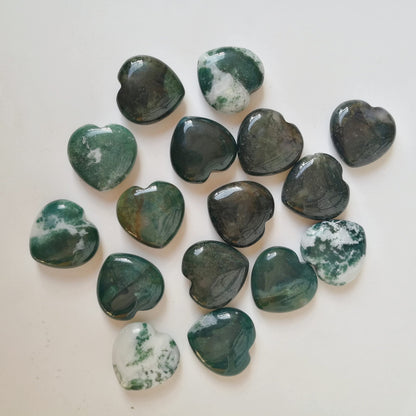 Bacatgem 3 Pcs Natural India Agate Pocket Palm Thumb Healing Crystal Heart Love Worry Stones,1 inches Reiki Balancing Crystal and Healing Stones