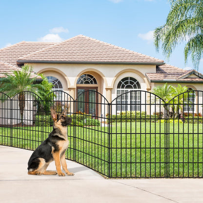 FOREHOGAR Metal Garden Fence 42in (H) x 23.3ft (L), 10 Panels + 11 Stakes Dog Fence Border Fence Animal Barrier, No Dig Garden Fencing for Yard Flower Bed Lawn Patio Outdoor, CTW4210 Black