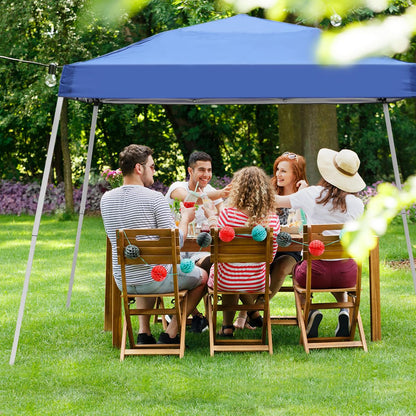 Oneofics Pop-up Canopy Tent, 10x10 Foot, Slant Legs with Carrying Bag, Gazebo Shelter for Patio Deck Garden and Beach, 8x8 Foot Cover Included, Blue