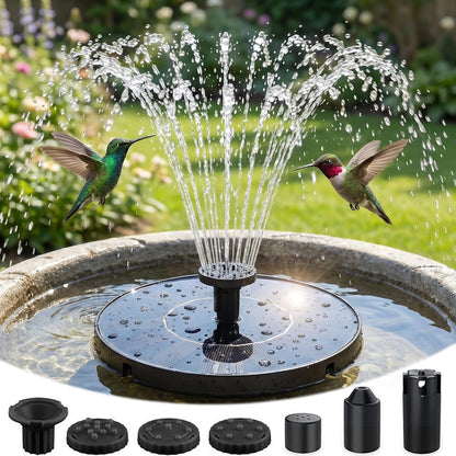 Olutula Solar Bird Bath Fountains, 2026 Upgraded 1.4W Solar Fountain Pump with 7 Nozzles, Free Standing Floating Solar Powered Water Pump Fountain for Bird Bath, Garden, Pond, Pool, Outdoor (6.3in)