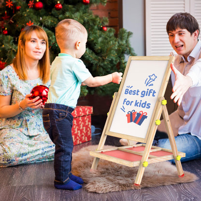 JOYOOSS Easel for Kids Chalkboard,Wooden Blackboard for Kid Toddlers Easel Adjustable Magnetic White Board Chalkboard for Kids Dry Erase Art Easels for Toddler Drawing Board for Kid Ages 4-8 8-12 Red