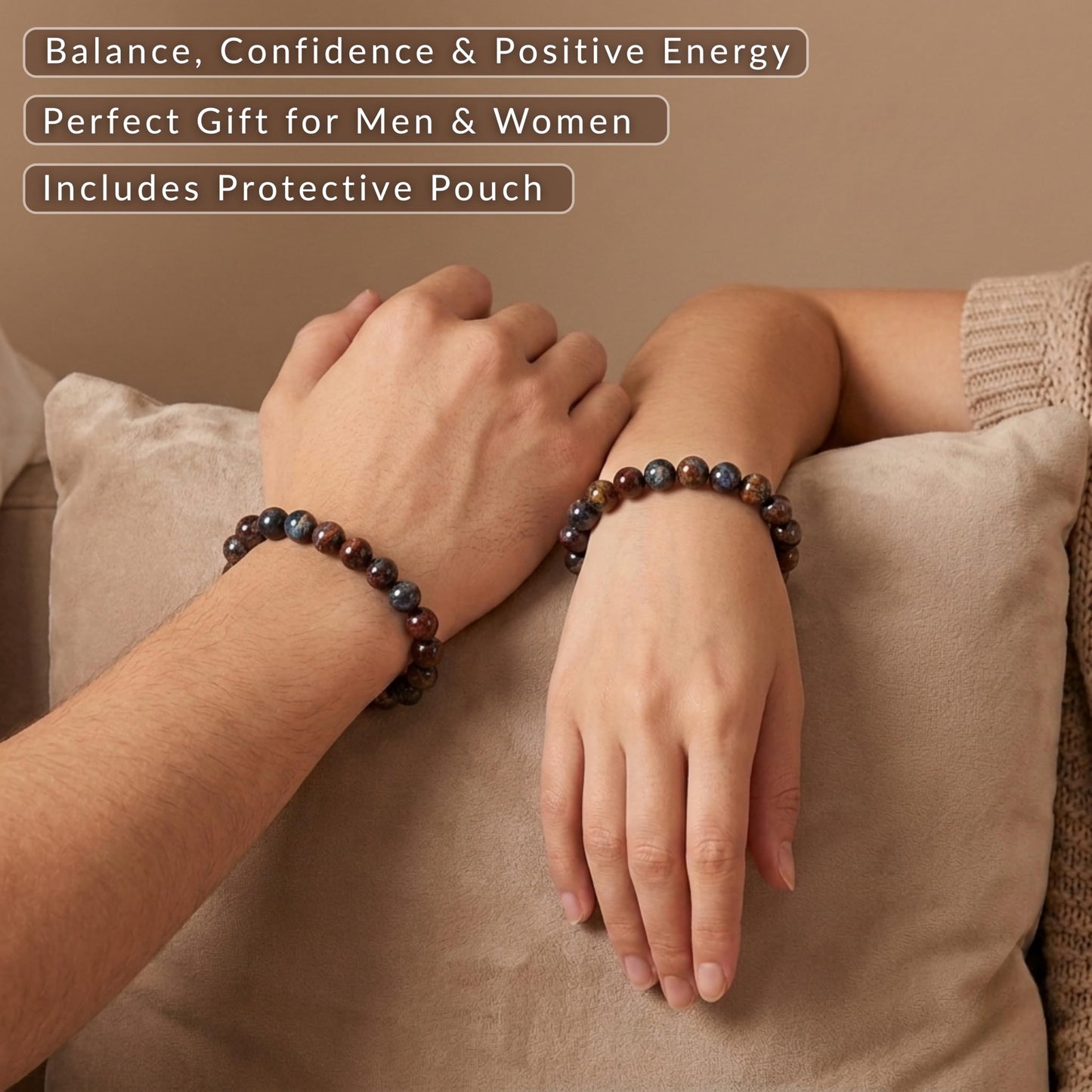 Cherry Tree Collection Pietersite Beaded Bracelet – Genuine 8mm Gemstone Stretch Bracelet for Men & Women – Handmade Crystal Bracelet - (Pietersite - S)