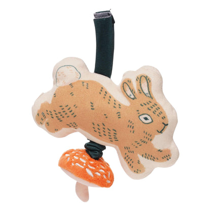 Manhattan Toy Button Bunny Brahm's Lullaby Pull Musical Toy with Baby Chime and Adjustable Fabric Loop for Carriers and Cribs