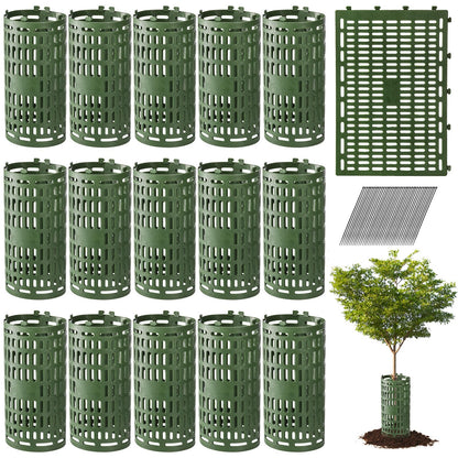 Bekith 16 Pack Tree Trunk Protector, Plant Guard Protectors with Zip Ties, Garden Protection Tree Wraps Cages for Damaged Bark, Extendable Shrub Protectors from Trimmers, Mowers & Sun Scald