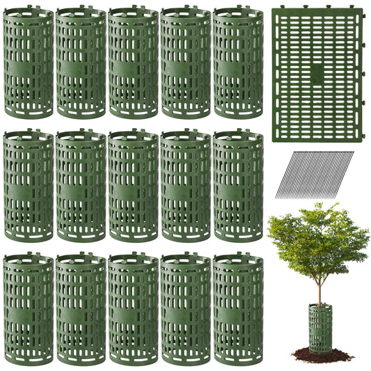 Bekith 16 Pack Tree Trunk Protector, Plant Guard Protectors with Zip Ties, Garden Protection Tree Wraps Cages for Damaged Bark, Extendable Shrub Protectors from Trimmers, Mowers & Sun Scald