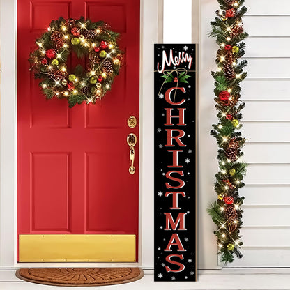 Merry Christmas Welcome Porch Sign Xmas Wooden Door Sign 47'' Large Porch Sign for Home Front Door Yard Party Decor