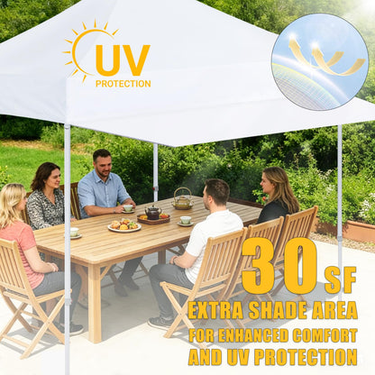 Eurmax USA 10ft Pop Up Canopy Awning,120"x36"Extended Sunshade Tarp with 30 SqFt Extra Shade,Commercial Grade Removable Replacement Tent Awning ONLY Fits 10x10 Canopy Tent with Square Leg,Khaki