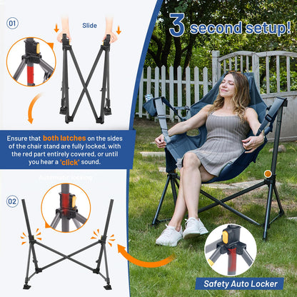TIMBER RIDGE Hammock Camping Chair, Oversized Swinging Hammock Chair with Adjustable Back and Seat for Outdoor Lawn, Sports, Supports 400lbs, Blue