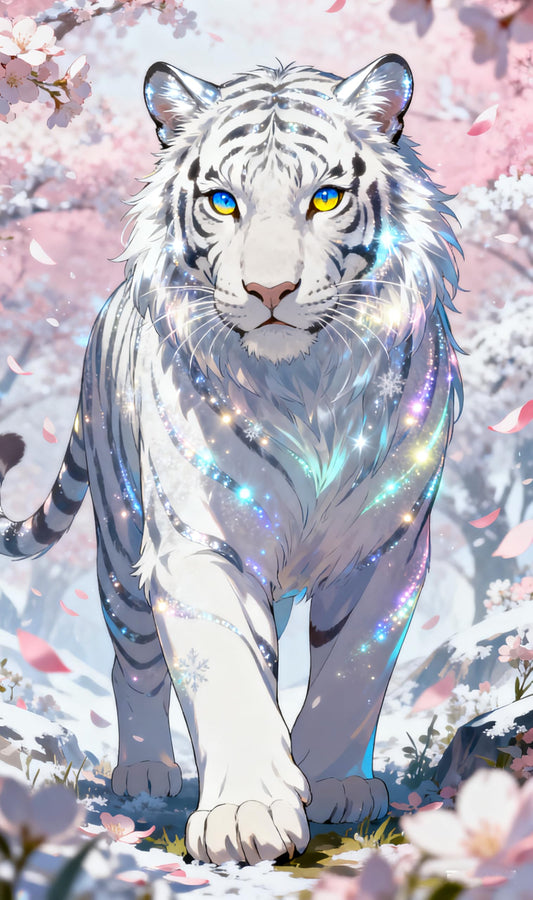 Lvmuu White Tiger Diamond Art Kits for Adults, Full Round Drill Animal Diamonds Painting Sets for New Beginner Paint with Shiny Beads Art Crafts Home Decoration 30x50cm