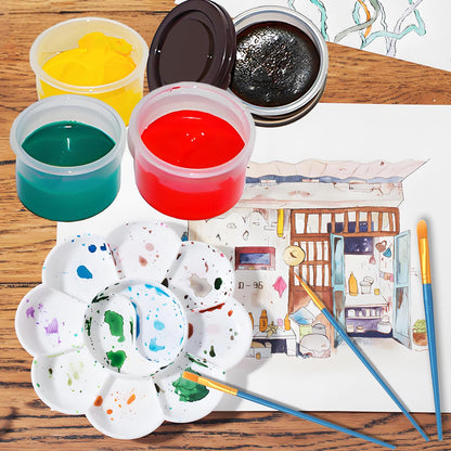ZYFHOUST Spill Proof Washable Paint for Kids 12 Colors, Wash Color Paint Set for Kids with Palette and 10 Brushes, Finger Painting for Toddlers,Non-Toxic, Safe