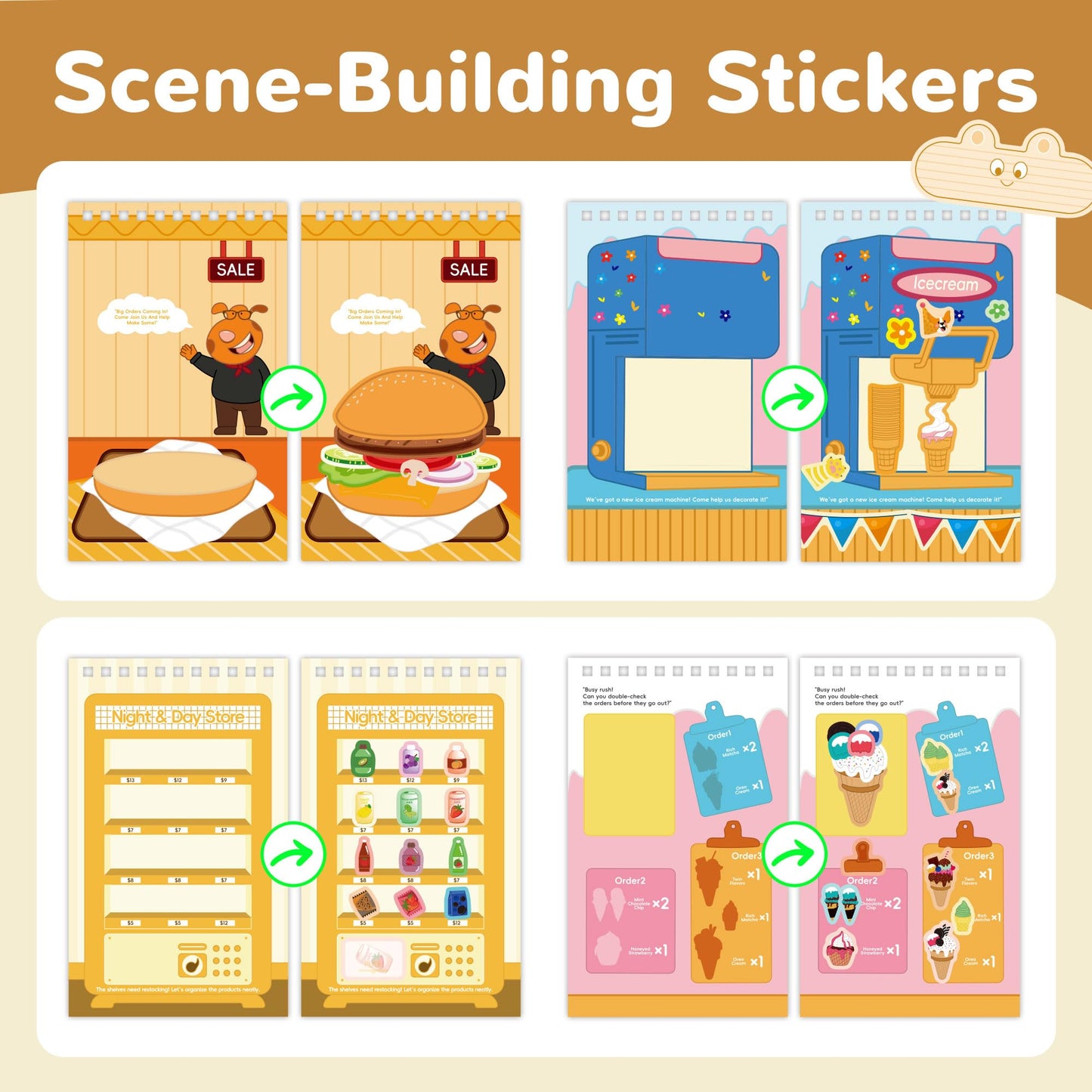 Sticker Activity Books for Kids, Sticker Books Include 20 Scenes & Coloring Page with 8-Color Crayons, Toddler Airplane Travel Essentials & Road Trip Toys - Craft Gift for Boys Girls 3-8