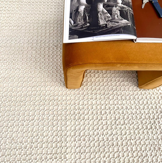 The Knitted Co. Handwoven Wool Area Rug - Hand Woven Natural Carpet Rugs- Bedroom Living Room Dining Room (Ivory- 5'x8')