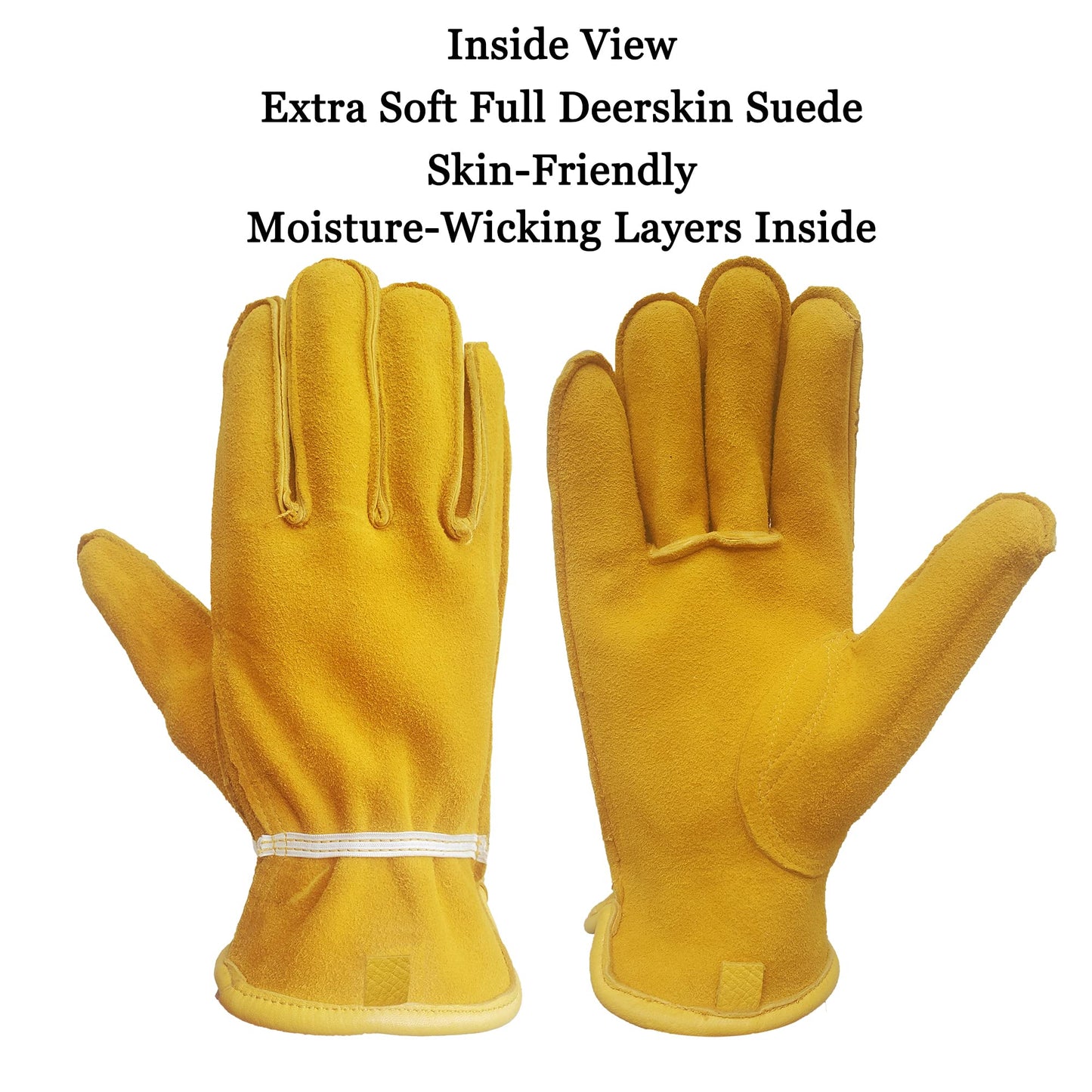 SKYDEER Full Premium Wild Elkskin Leather Work Gloves for Men, All-Weather Durable & Breathable, Anti-Slip Grip, Large Glove for Heavy-Duty Labor, Construction, and Gardening (SD8826/L)