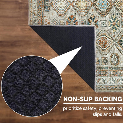 Keen Home Design 3x5 Rug - Machine Washable Entry Rug with Non-Slip Backing, Ideal for Enteryway, Kitchen, Bathroom, Laundry Room - Vintage, Easy Clean, Durable, Low Pile Rug - (3' x 5')