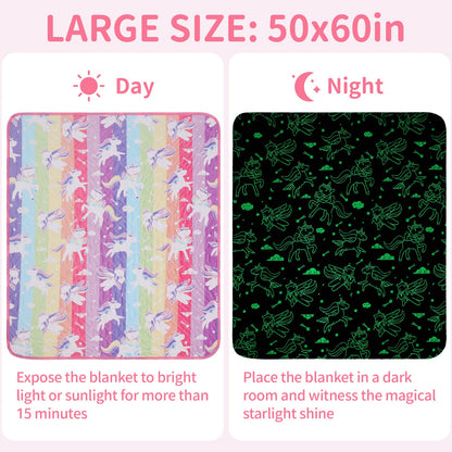 LIFEYJ Cooling Blankets for Hot Sleepers,Glow in The Dark Blanket Unicorns Gifts for Girls,Q-Max >0.4 Cool Blanket 1-10 Year Old Girl Gift,Girl Toy Age 6-8,Easter Gifts for Kids Birthday Gift Presents