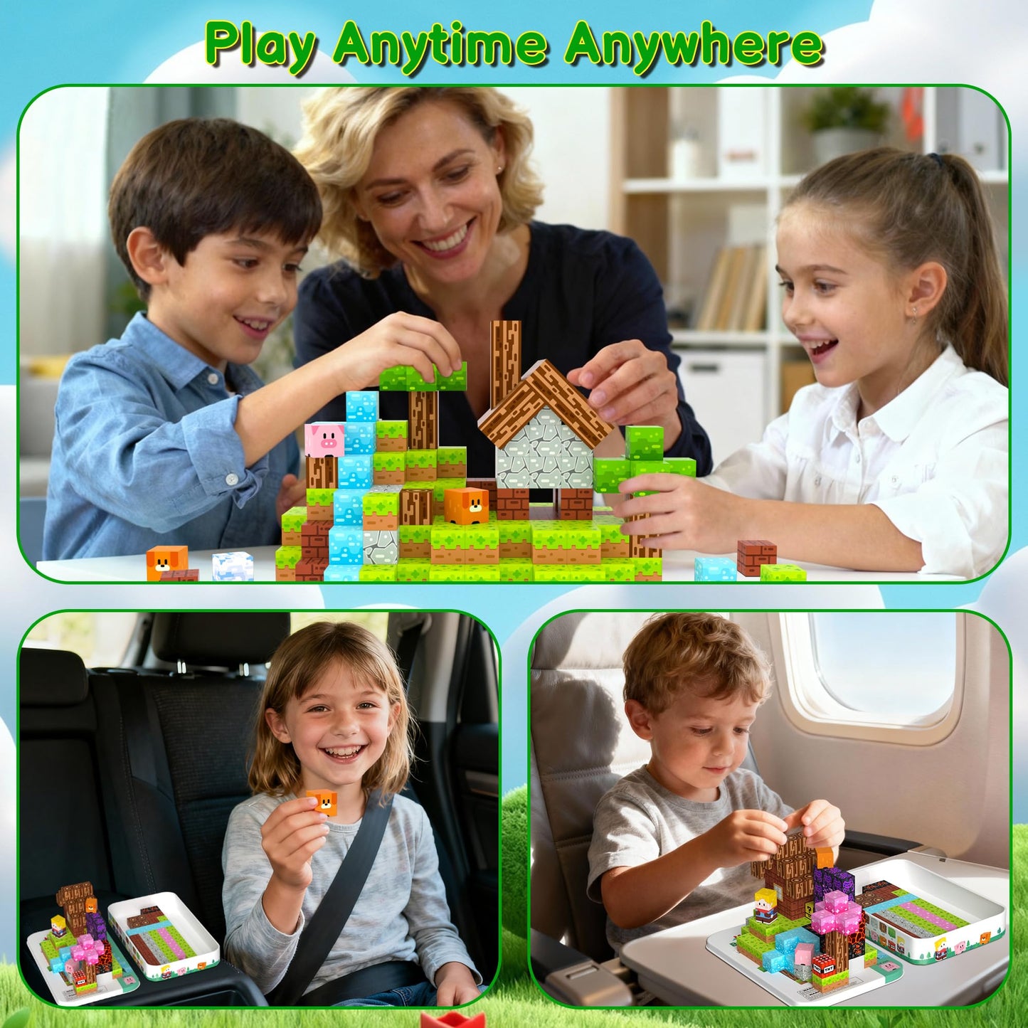 iLacven Magnetic Blocks Travel Magnetic Building Blocks Cubes - 150 PCS Tin Box Magnet Toys Set STEM Educational for Kids Ages 4-8 6-8 8-12 Year Old Boys Girls Gifts Birthday Christmas