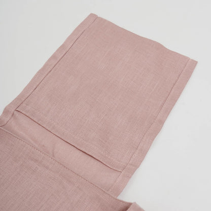 HSOFTIFY 100% Pure Linen Reusable Shopping Bags for Shoulder Grocerie Bags Heavy Duty with Handles (Pink)