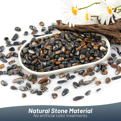 1.1lb Natural Crushed Blue Tiger Eye Crystal Tumbled Chips-Healing Crystals Chips Bulk, Crushed Crystal Gemstones for Crafts, Beautiful Package for Gift (Blue Tiger Eye)