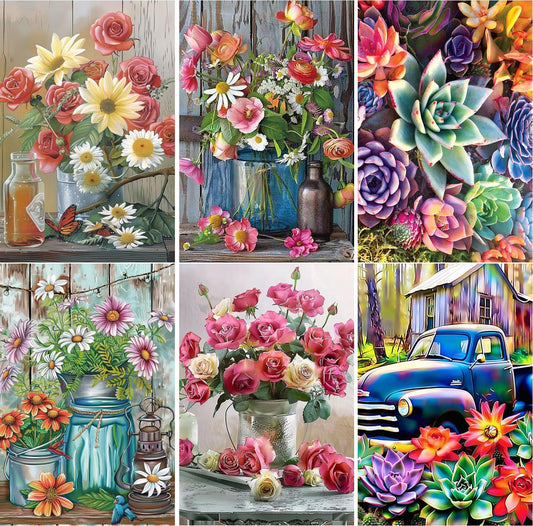 EWJRNSF 6 Pack Diamond Painting Kit Full Drill 5D Diamond Painting by Number Kits for Adults Kids Home Wall Decor 16x20 inch, HDDR Q3171 Q4513-Q4517