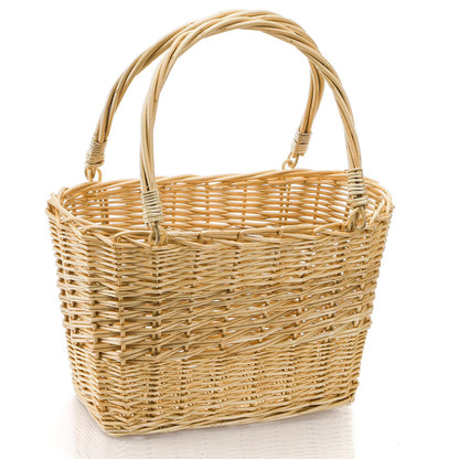 ZEAYEA Wicker Picnic Basket with Handle, Oval Woven Willow Basket, Wicker Storage Gift Basket for Easter, Halloween, Christmas, Egg and Flower Gathering