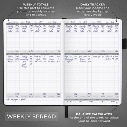 Clever Fox Income & Expense Tracker – Accounting & Bookkeeping Ledger Book for Small Business – 1-Year Record Notebook, A5 (Black)