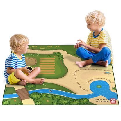 Farm Play Mat for Farm Toys | Foldable Solution |Large Size 57” x 57” | Farm Animals | Tractor Play| Activity Mat | by Play Mat Factory