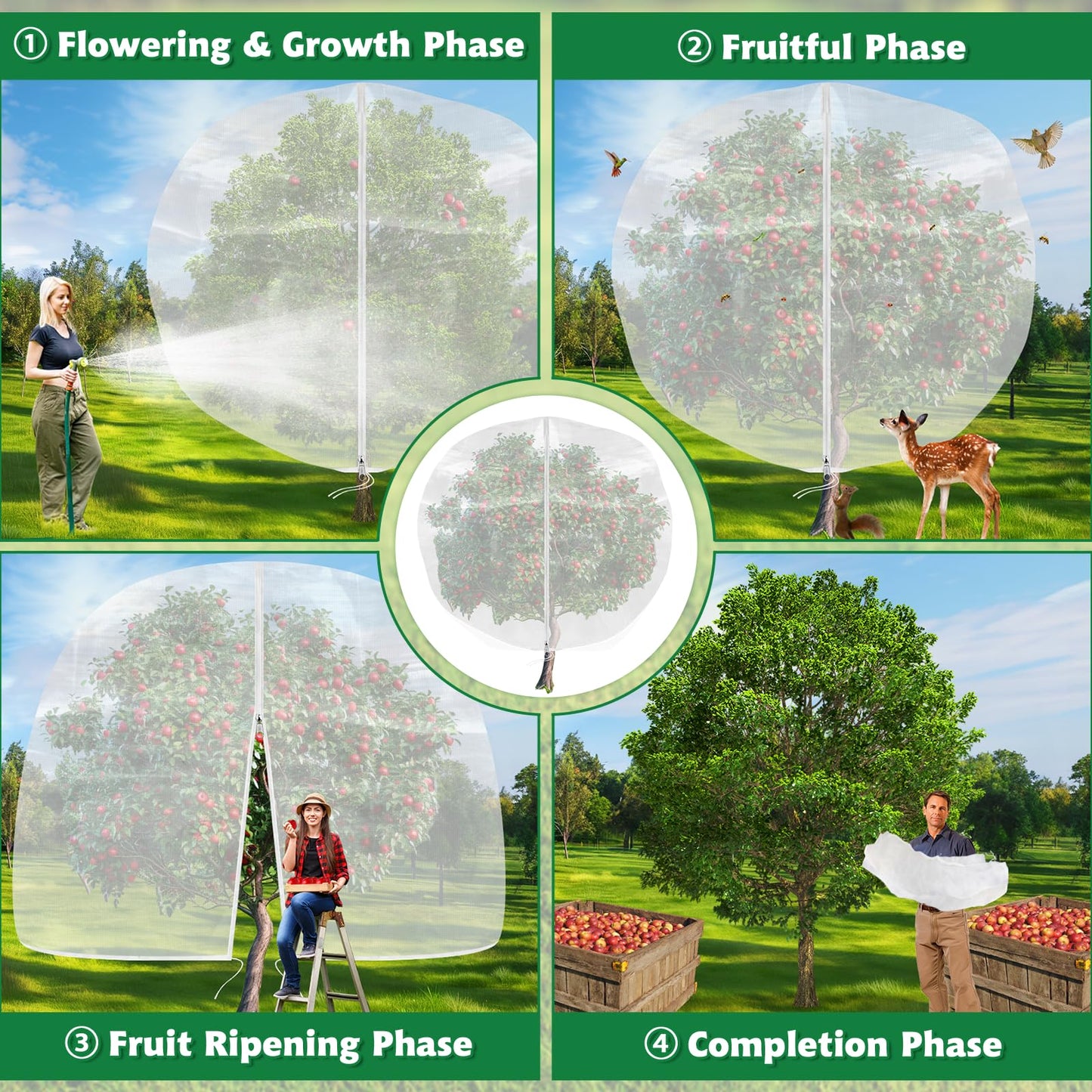 Evoio Bird Netting for Garden Plant Fruit Tree Protection Large Blueberry Bushes Netting Covers Bags with Zipper, 4 x 5 ft Shrubs Bush Tomato Strawberry Berry Barrier Mesh Cover Net Protector