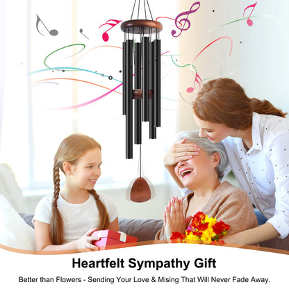 Bursvik Large Aluminium Wind Chimes 37" to Create a Zen Atmosphere Suitable for Outdoor, Garden, Patio Decoration. Classic Black Wind Chime with Wind Catcher Suitable as A Gift for Mom Neighbor Unisex