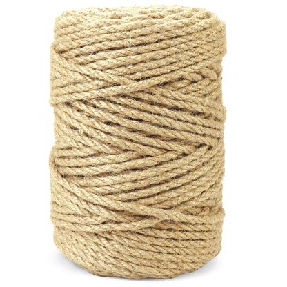 6mm*164 Feet Natural Jute Twine String DIY Home Decor,6mm Thick 12-Strand Jute Twine for Crafting Gift Wrapping Packing Gardening Crochet Knitting Macrame Decor,Brown Rope for Refurbish Cat Tree