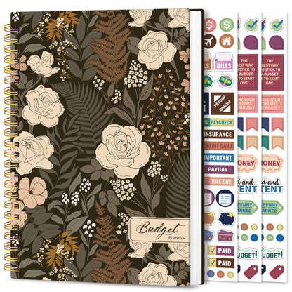 Aesthetic Budget Planner - Monthly Finance Planner with Expense Tracker, Undated Bill Organizer, Budget Notebook to Manage Your Finances, Account Budget Book - Wild Rose