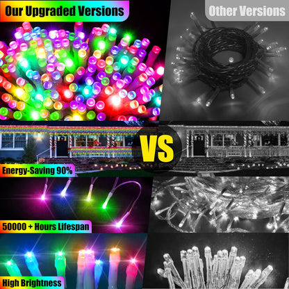 HGJ 49FT 128 Functions Christmas Icicle Lights Outdoor with 504 LED 8 Modes and Timer Curtain Lights Outside for Garden Holiday Gatherings Indoor Outdoor Decorations
