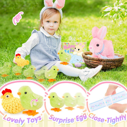 Tagitary Easter Plush Toys Walking Bunny for Kids, Stuffed Bunny with Sounds,Interactive Toys with Leash,Wind Up Toy, Can Hop,Wiggle Ears,Twitch Nose,Ideal Easter Gifts for Toddlers