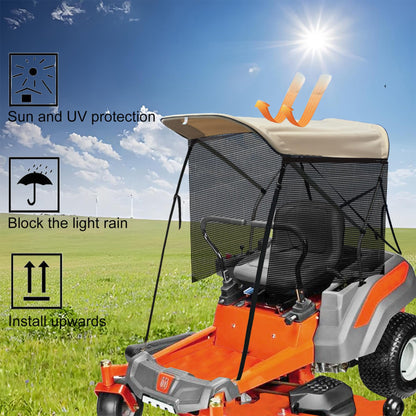SUONE Zero Turn Lawn Mower Sun Shade Canopy,Equipped with Left and Right Blackout Curtains for Fits John Deere Kubota Bad Boys,Cub Cadet Troy Bilt and Other Brands UV Protection