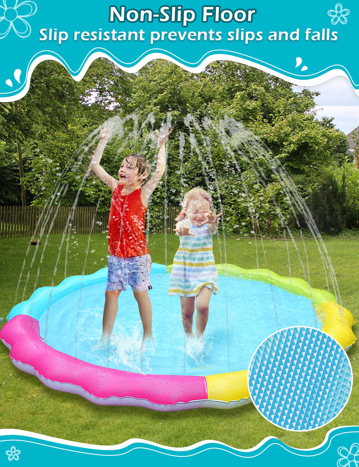 Jasonwell Splash Pad Sprinkler for Kids Splash Play Mat Outdoor Water Toys Inflatable Splash Pad Baby Toddler Pool Boys Girls Children Outside Backyard Dog Sprinkler Pool Age 1 2 3 4 5 6 7 8 9 M