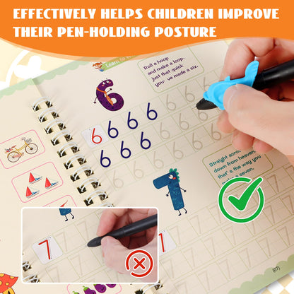 Magic Grooved Writing Practice Books, Reusable Grooved Handwriting Practice for Kids 3-8, Grooved Writing Books for Kindergarten Preschool Kids