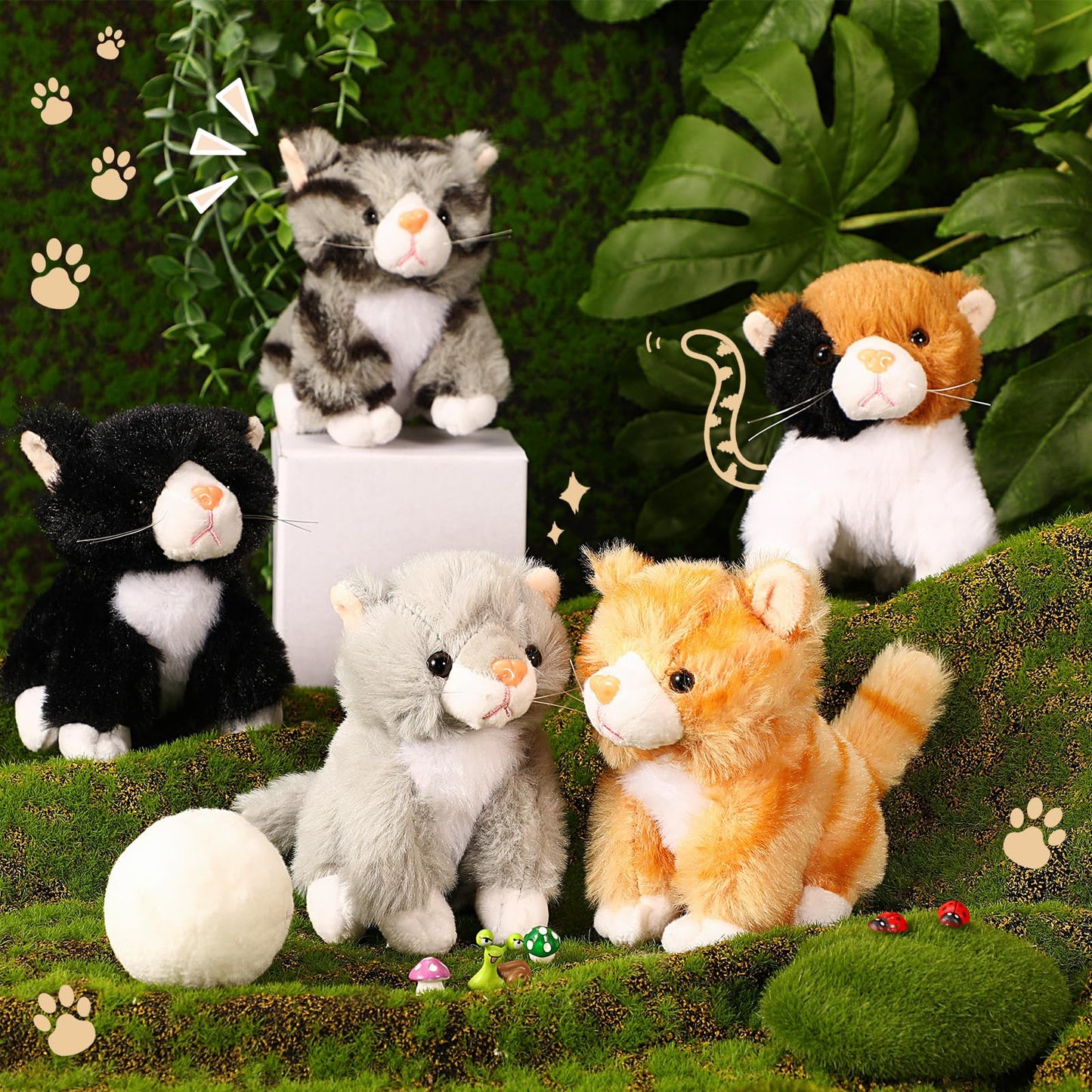 Leitee 16 Pcs Cat Stuffed Animals Bulk Party Favor 5 Inch Kitten Plush Toy Assorted Cute Cat Plush Stuffed Gift Small Fluffy Animal Toy for Birthday Adopt Pet Classroom Party Favor(Lovely Style)