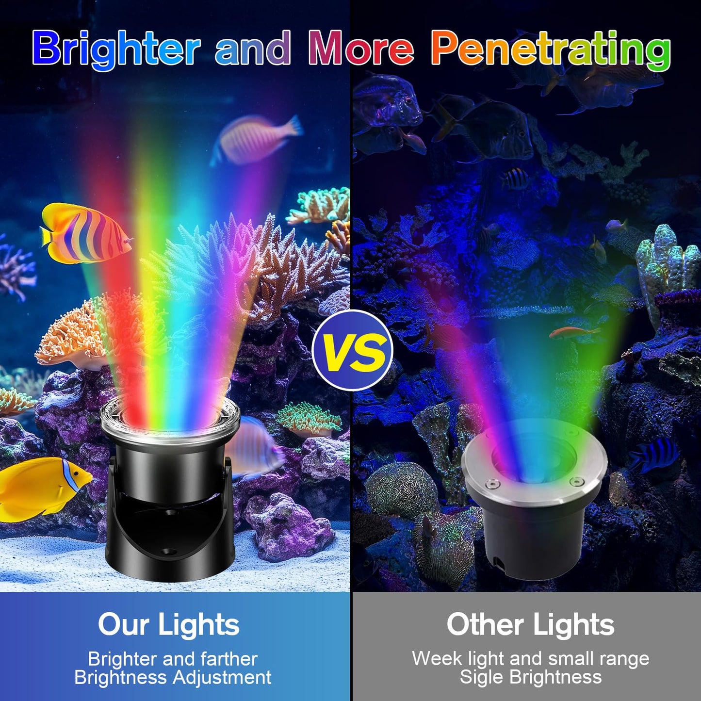 POPOSOAP 6-Head RGB Underwater Pond Lights, IP68 Waterproof LED Lights with Remote Control, Timer & Memory Function Fountain Lights for Pond Fountain Waterfall Aquarium Pool Outdoor Decoration