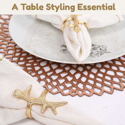 Modern Metal Napkin Rings Set of 12 - Napkin Rings Holder for Dinning Table Parties Dining Table, Weddings, and Special Events - Elegant Table Décor for Home & Restaurants (Gold) - CLEENTABLE