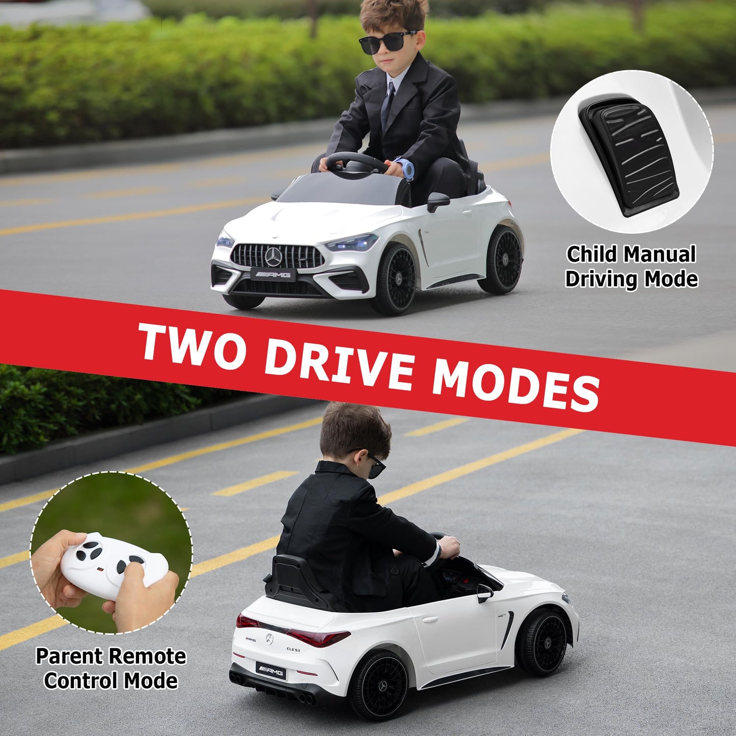 Licensed Mercedes-Benz Kids Electric Car by TOBBI, Toddlers Ride On Toy, Battey-Powered Vehicle with Parental Remote Control/Soft Start/3 Speeds/Horn & LED for Children Ages 3-6 Years-White