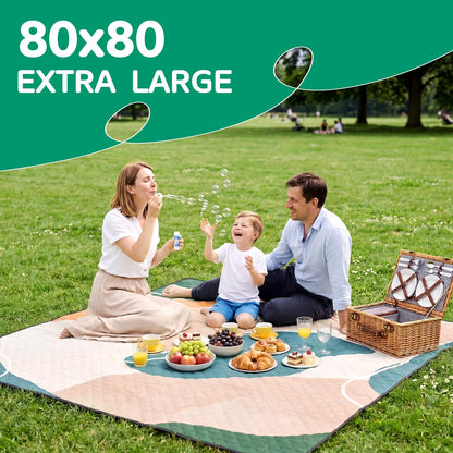 RYCHIC Waterproof Picnic Blanket Outdoor Camping Beach Mat Extra Large Foldable Car Essential Roadtrip Gadget Rv Accessories Glamping Tent Gear Must Haves Hiking Stuff Backpacking Necessities Gift