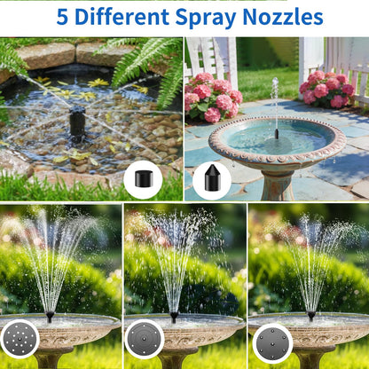 Antfraer Solar Pond Filter with Fountain Pump, 4W Solar Fountain Pump with Pond Filter, Solar Powered Water Pump Kit with 5 Nozzles & PVC Tubing for Bird Bath, Garden, Outdoor Fish Tank