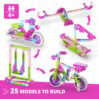 Engino STEM for Girls, 25 Multimodel Set, Building Toys for Kids 6+, Engineering Kit, Gifts for Boys & Girls, Learning & Education Set, STEM Projects