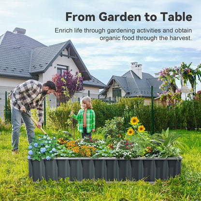 KING BIRD Raised Garden Bed 68"x 36"x 12" Galvanized Steel Metal Outdoor Garden Planter Box Kit with 2 Pairs of Gloves (Dark Grey)