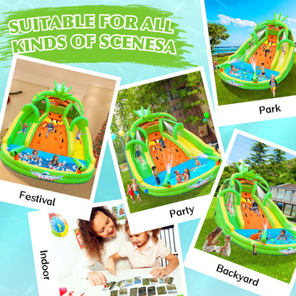 FBSPORT Inflatable Bounce House for Kids, Indoor Bounce House with Slide, Climbing, Water Guns, Bouncy Castle for Park Backyard Outdoor Indoor (with Blower)